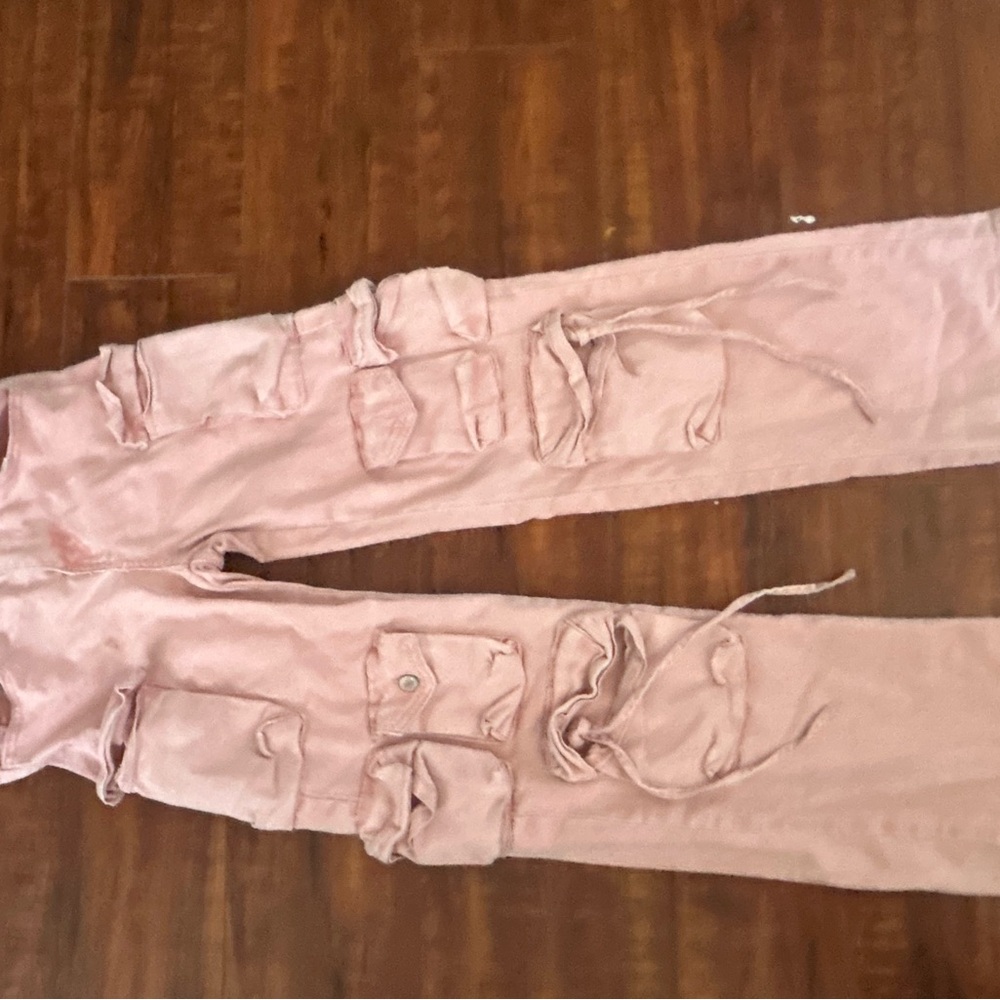 Pink Utilitarian Trousers with Straight Leg Design
